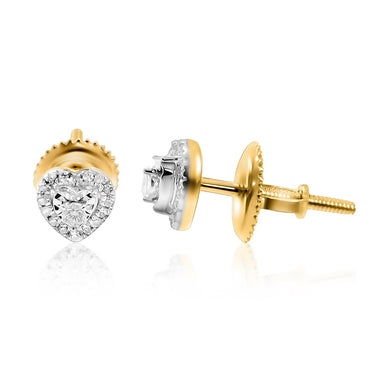 Yellow 10k Gold Diamond Heart Shaped Earrings 0.11 Ctw
